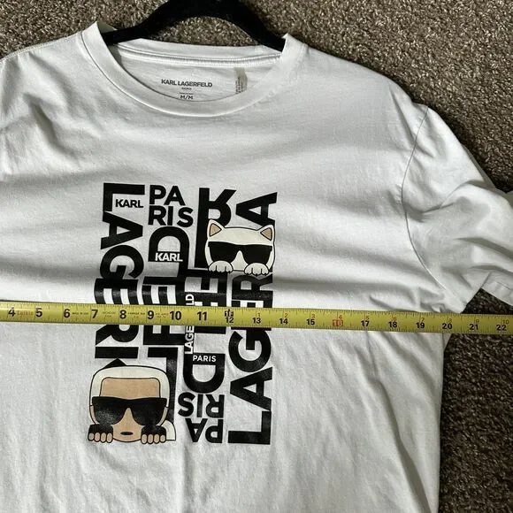 Karl Lagerfeld Paris Karl Choupette Graphic Cotton T-Shirt Men’s Medium White - Picture 7 of 10